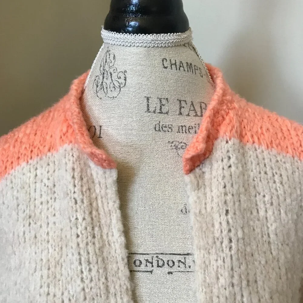 Anthropologie Sita Murt Cardigan Sweater Womens 38 Medium Cream Gray Stripe Knit - Picture 3 of 11